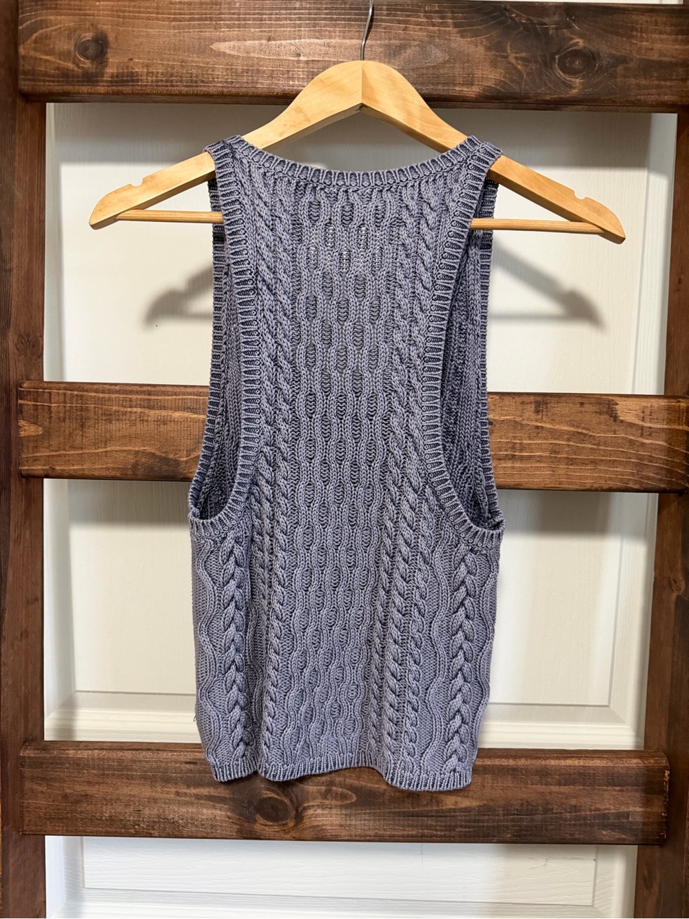 Free People High Tide Chambray Sky Cable Knit Tank - S - Picture 5 of 5